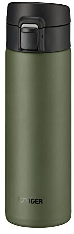 Bouteille isotherme Tiger MKA-K 480 mL Easy-Drinking One-Push, ouverture one-push, ultra légère, sans BPA, conservation froid 24h et chaud 12h, conçue au Japon, couleur vert mousse