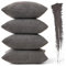 MIULEE 4er Set Kissenbezug Kissen Dekorative Kissenbezüge Kordsamt Sofakissen Dekokissen Kopfkissenbezug Couchkissen Deko Bezug für Sofa Couch Wohnzimmer Schlafzimmer Büro 50x50 cm Dunkelgrau
