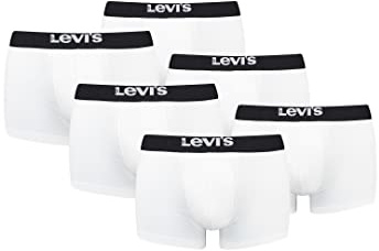 Levi's Herren Men's Solid Basic Trunk (6 Pack) Trunks, Farbe:White/Black, Bekleidungsgröße:XL