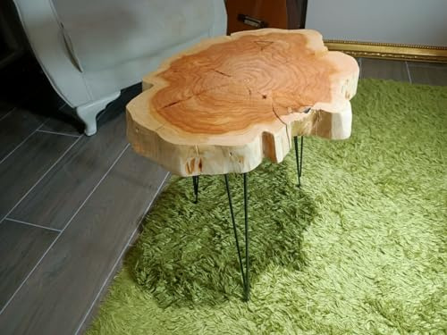 skilled hands Natürlicher Couchtisch aus Zypresse, rustikaler Couchtisch, Beistelltisch aus Naturholz, Zypressen-Satztisch, Bauernhaus-Beistelltisch (30 cm X 40 cm)