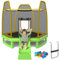 GYMAX 7FT Trampoline with Slide, Indoor Outdoor Kids Jumping Trampoline with Safety Enclosure Net, Spring Cover and Ladder, Combo Bounce Trampoline for Toddlers, Green + Yellow