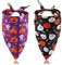 2 Stück Halloween Hundehalstücher, 2 Farben Halloween Hundeschal Doppelseitig Hund Bandana Haustier Halloween Kostüm Hundehalstuch Dreieck für Kleine Mittelgroße Hunde (Kürbis-Stil)