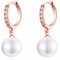 MASOP Perlenohrringe Rosegold Creolen Rose Vergoldet AAA Zirkonia Ohrringe mit Runde Perlen Anhänger für Damen Frauen Mädchen