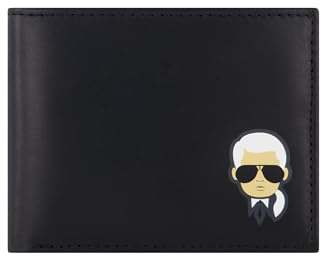 KARL LAGERFELD Paris Herren Split/Bubble Leder Character Head Logo Billfold Geldbörse, Black_ch, Einheitsgröße, Black_ch, Einheitsgröße, Leder Split/Bubble Leder Charakter Kopf Logo Billfold