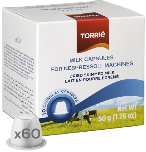 Torrié Milk Pods Compatible with Nespresso® Original Skimmed Milk Capsules - 60 Pods – Creamy Topping for Latte, Cappuccino & Macchiato Instant Foam