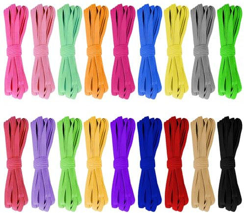 Zeuwets 18 Pièces Bandes Élastiques Couture, Elastique Couture 6mm, Élastiques Couture Couleur, Bande Élastique Plate Colorée pour Les Robes, Artisanat, Pantalon, Les Ceintures 6mm x 3m