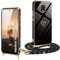Funda para Redmi Note 9 Pro/9S/9 Pro Max con Cuerda, Carcasa Redmi Note 9 Pro con Correa Colgante Ajustable Collar de Cuello Fundas con Cordón Suave Silicona de Corazón con Chapado en Oro de Lujo Case
