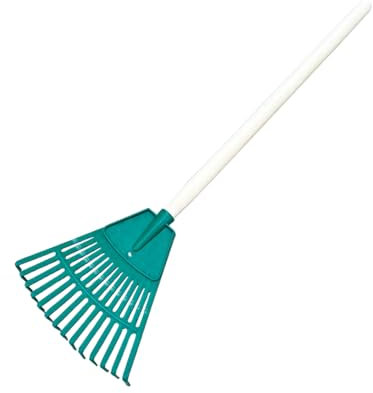 Rastrillo de hojas, rastrillo de plástico de 14 dientes en forma de abanico para rastrillar hierba, rastrillo de nivelación de césped, herramientas de patio para recoger hojas, recortes de césped