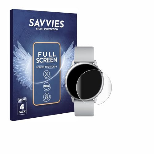 savvies 4 Pièces Full-Screen Ecran Protection pour Samsung Galaxy Watch Active / 2 (40mm) Full Cover Film Protection 3D Curved [Couverture Complète]