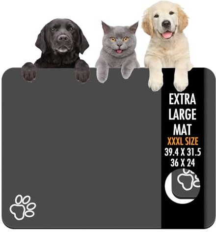 Dog Food Mat, 100 x 80cm Large Absorbent Pet Feeding Mat, Cat Food Mat for Food and Water, No Stains Quick Dry Dog Water Dispenser Mat, Pet Supplies Mat, Dog Bowl Mat