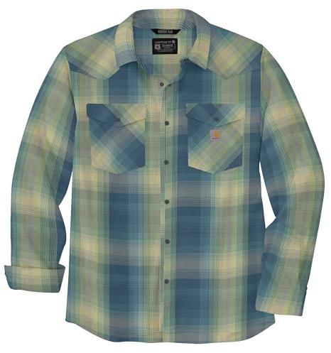 Carhartt Herren Plaid, Storm Blue, Klein