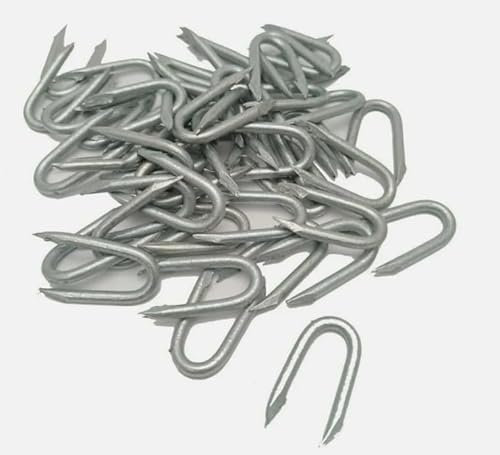 Galvanised U Wire Staples U Nails 20mm U Nail 20mm Fencing Staple 20mm U-shaped Fence Nails Galvanised Netting Staple U Nails for Wire Netting Fencing arbed Wire Pack of 50 (50 U nails)