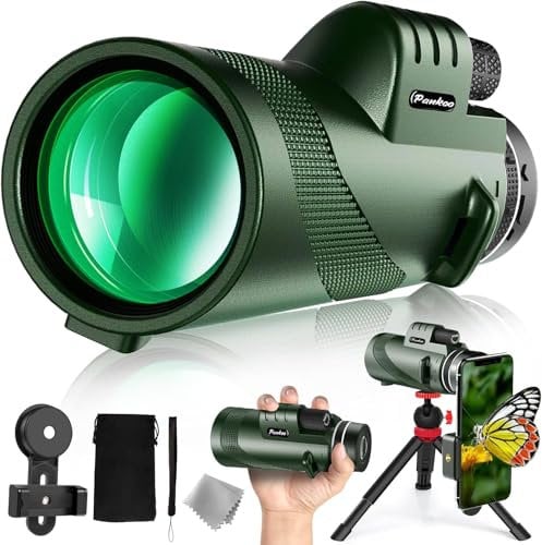 Pankoo 40 x 60 Monokular-Teleskop, Hochleistungs-Monokular für Erwachsene, Stativ und Handschlaufe, Monokular mit Niedriger Nachtsicht, Ausgestattet mit BAK4-Prisma für Vogelbeobachtung