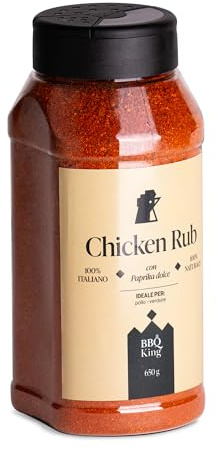 BBQ KING - Chicken Rub 650 Gr Packung, Dry Rub Bbq für Geflügel Ideal zum Grillen und Barbecue, 100% Made in Italy Küchengewürzset, Gewürzmischung für weißes Fleisch (Huhn, Pute, Ente)