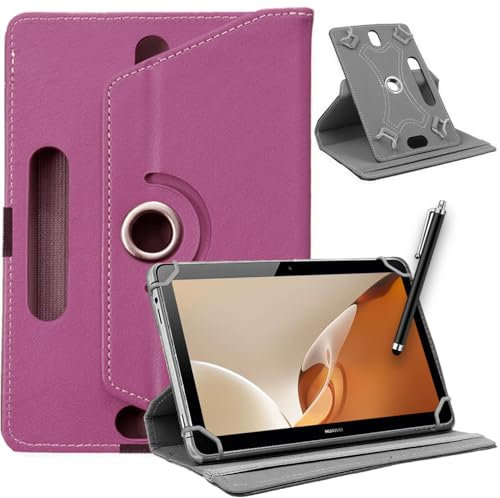 Funda universal para tablet DV de 10 pulgadas con función atril y rotación de 360°, compatible con todas las tabletas de 25.4 cm y 25.7 cm (incluye lápiz capacitivo), color morado