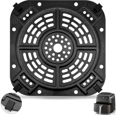 GCQ Air Fryer Accessories for Ninja AF140UK Air Fryer 4-in-1 4.7L, 8.5''×8.5'' Air Fryer Grill Pan Grill Plate Crisper Plate Replacement Parts Tray Rack with Rubber Bumpers, Dishwasher Safe