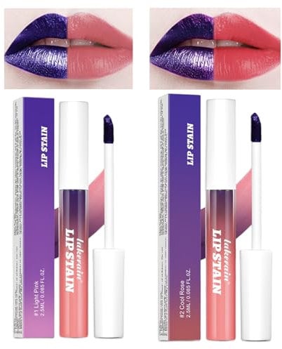 Lip Tint, 2 unidades, Lip Tint Peel Off, Lip Stain Peel Off, Peel Off Lip Stain SetLang Durable Waterproof Lip Tint Smoother Adecuado para Mujeres y Niñas, Hidratante, 2 Colores