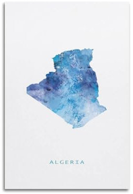 Poster decorativo da parete con mappa dei viaggi, ad acquerello, stampa artistica su tela, poster decorativo moderno per camera da letto, 50 x 75 cm