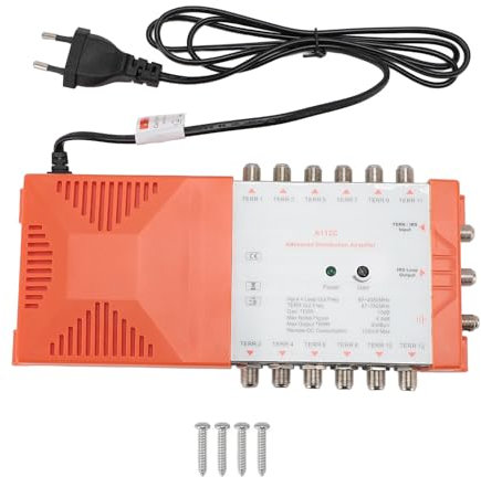 Amplificateur D'antenne TV, Gain Réglable, A112C 4G LTE à Faible Bruit 1 Entrée 12 Sorties pour Connecter Plusieurs Téléviseurs (Prise UE 220-240V)