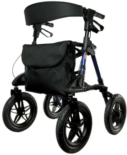 Parvum Rebel Outdoor Rollator – Blau – aktives Gehen draußen: mit großen Luftreifen, stabilem Aluminiumrahmen (8,4 kg), bequemer Sitzfläche & Rückenlehne, sicher & komfortabel auf jedem Untergrund