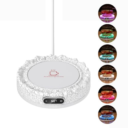 Justup Tassenwärmer, Elektrischer Kaffeewärmer für den Schreibtisch Automatische Abschaltung, Smart Schreibtisch Tassenwärmer mit 4 Temperatureinstellungen, für Kaffee Tee Milch (Weiß)
