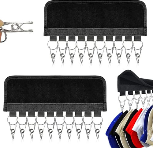 RFYTDCF Cap Halter, 2 Stück Praktisch Cap Halterung Wand Tragbarer Hut Organizer mit Edelstahl Clips Hutaufbewahrung für Hängende Mützen Socken Taschen