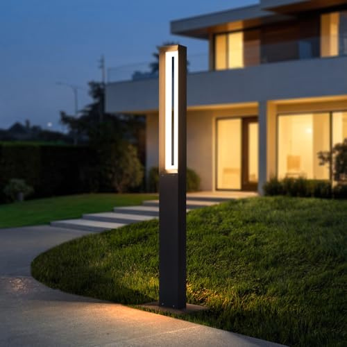 MVBT Path Light Wired, AC100-240V 71 Outdoor Pathway Lights, Waterproof 3000K Bollard Lights, Walkway Driveway Pole Lamp Bright LED Landscape Lighting for Outside Patio Sidewalk Garden Yard Lawn