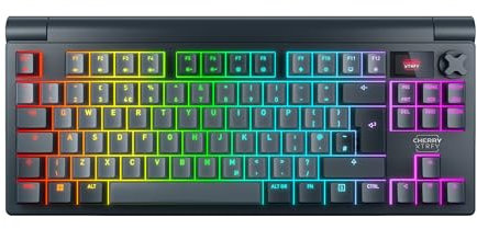 CHERRY XTRFY MX 8.3 TKL Wireless, Mechanische Gaming-Tastatur ohne Nummernblock, UK-Layout (QWERTY), Hot Swappable MX2A RED Switches, Starfall Grey