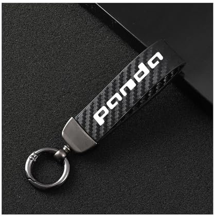 Générique Porte-CléS De Voiture pour Fiat Panda, Homme et Femme Porte Clef en Microfiber Cuir avec Anneau en D Pivotant à 360°,Black