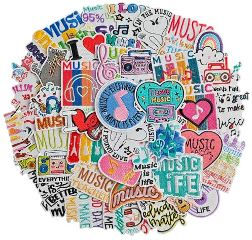 IANZE 40PCS Music Iron on Patches for Clothes, Dress, Hat, Jeans, DIY Accessories