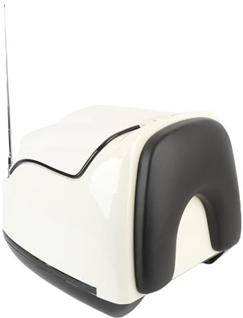 Fockety 38L Wasserdichte Motorrad Top Case, Aufbewahrungsbox Scooter Trunk mit Schlüsselschloss, Rückenlehne, abschließbare Motorrad Daily Tail Box für Helm, Werkzeug (White)