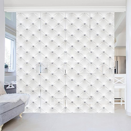 micasia Schiebegardine halbtransparent 60er Paneel Klett Muster Textil lichtdurchlässig - Motiv Modern Flächenvorhang Wohnzimmer Schlafzimmer 1193 (240x250 cm - 4er Set)