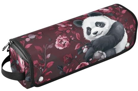 2 in 1 Hair Tools Organizer with Heat Resistant Pad Double-Layer Travel Carrying Case for Hot Tools Curling Iron Flat Irons Hair Volumizer Styler, Cartoon Panda Burgundy