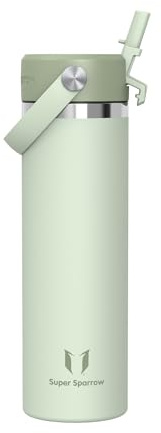 Sparrow Trinkflasche Edelstahl 750ml Thermosflasche mit Strohhalm Deckel | Isolierbecher Thermosflasche Wasserflasche Edelstahl, Auslaufsicher & Spülmaschinenfest, BPA-frei, Heiß & Kalt für Alltag