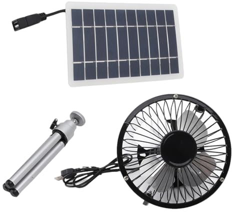 Genérico Ventilador Solar - Ventilador Con Placa Solar | Placa | De Pie DC | Plegable De 10 W Para Exteriores | Portátil Con Panel Y Carga
