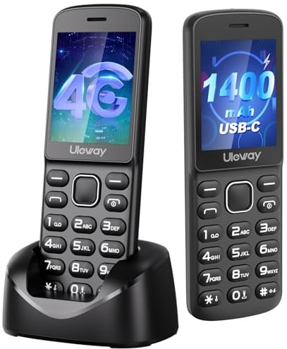 4G Unlocked Basic Mobile Phone for Seniors, Loud and Clear Sound, Big Button, Lightweight (100g), Easy to Use, 2.4 Color Display, FM Radio, Bluetooth, 1400mAh Battery