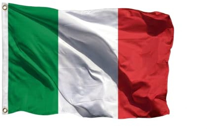 Bandiera Italiana 90x150 cm Professionale - Tricolore Italia in Poliestere Antivento e Resistente - Con 2 Occhielli in Metallo per Interno ed Esterno - Ideale per Barche e Tifosi