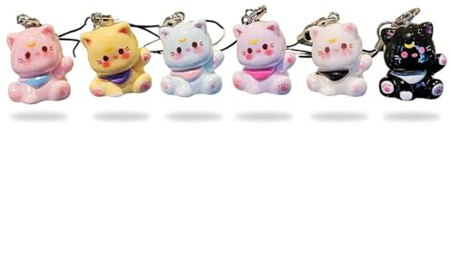 COYUN Colgante para Movil,6 Piezas Adornos para Teléfono, Joyas para Celular, Adornos con Forma de Gato, Colgante para Movil,Phone Charmaccesorio de Moda para Mochilas y Celulares