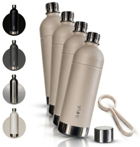Flasche für Aarke Carbonator 3 & 2, Smeg, Brita SodaOne, Sodapop Cooper & Philips GoZero – 1,3L Edelstahl Trinkflasche, spülmaschinenfest, Alternative Aarke Flasche - mit Tragegriff (4, Sand)