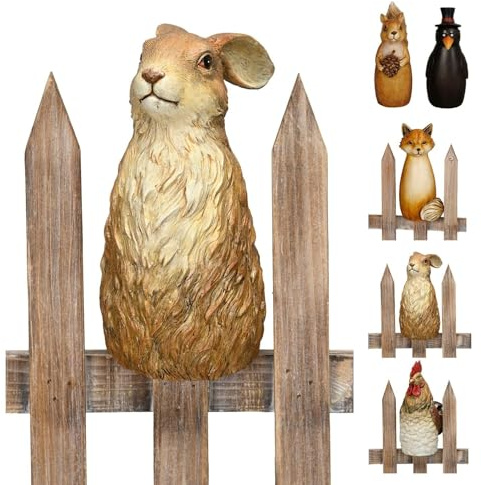 NETPROSHOP Zaunhocker Rabe Eichhörnchen Fuchs Zaunfigur H: 20 cm Polyresin, Auswahl:Hase