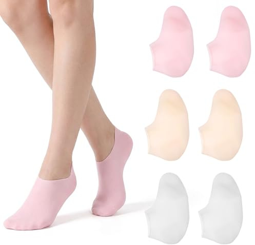 3Pairs Silicone Socks for Dry Cracked Feet Women, New Upgrade Thickened Moisturizing Foot Mask Exfoliating Silicone Socks, Spa Gel Moisturizer Sock Foot Care After Pedicure