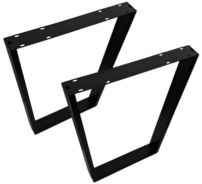 Gedotec 2 Tischbeine V-Form, schwarzes Metall 710 x 580 mm, Tischkufe im Industriedesign, Tischgestell aus Stahl für Esstisch Schreibtisch oder DIY Möbel, mit Filzgleiter