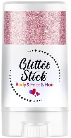 Beugo Gel Glitter per Viso e Corpo, 16g Stick Glitter per il Corpo, Paillettes Liquide Luccicanti, Adatto per Unghie, Occhi, Labbra e Capelli, Adatto a Festival Musicali e Vacanze, Rosa