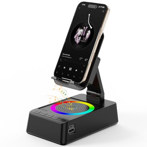 TARKARI Induction Bluetooth Speaker & Phone Stand, Gift for Men | 5-in-1 Portable Speaker，Wired charging, foldable & adjustable stand, ambient light, for home office, gift for men and women