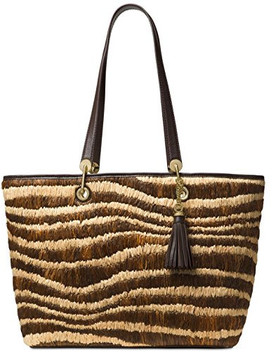 Shopper Taschen Michael Kors Damen Raffia Beige, Braun und Gold 30S7GMBT7WNATURAL Beige 16.5x29x35 cm