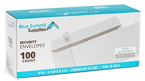 100 No. 10 Self Seal Security Envelopes - Designed for Secure Mailing - Security Tinted with Printer Friendly Design - Number 10 Size 4 1/8 x 9 ½ Inch (100 Pack)