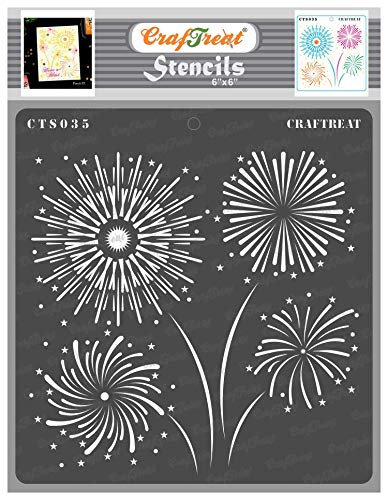 CrafTreat Schablonen zum Malen auf Holz,Leinwand,Papier,Boden und Wand,Feuerwerksschablone-Größe(15x15 cm)wiederverwendbare DIY-Kunst- und Bastelschablonen für die Heimdekoration-Feuerwerksschablonen