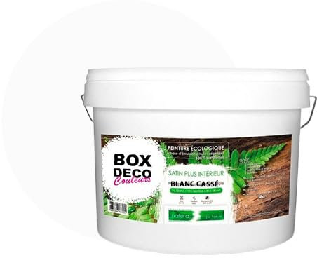 BOX DECO COULEURS Peinture naturelle écologique aspect Satin NATURA - Tassili - Murale intérieur -10 L - 140 m² Blanc Cassé