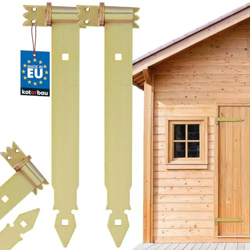 KOTARBAU® Ladenband 400 mm 2 St. mit Kloben Torscharnier Scharnier Baubeschlag Torbeschlag Türbeschlag Rostfrei Torzubehör Verzinkt Gelb Torband Türband