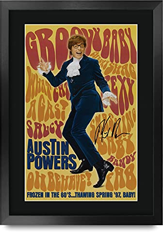 HWC Trading Austin Powers A3 Gerahmte Signiert Gedruckt Autogramme Bild Druck-Fotoanzeige Geschenk Für Mike Myers Filmfans